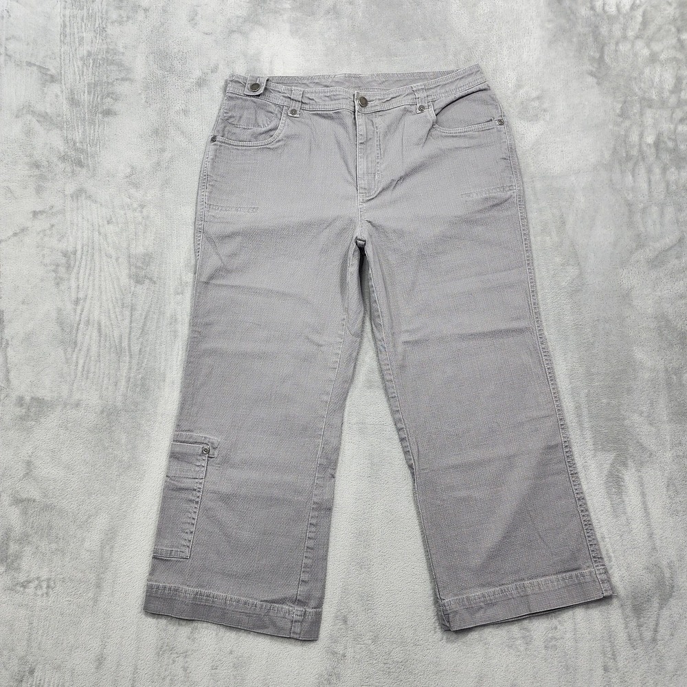 Woolrich Pants Womens 12 Gray High Rise Capri Crop Cargo Pockets‎ Stretch Casual